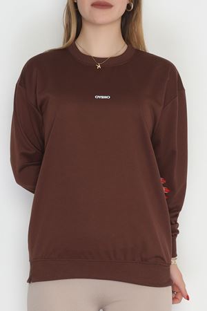 Baskılı 2 İplik Sweat Kahve - 20789.1878.
