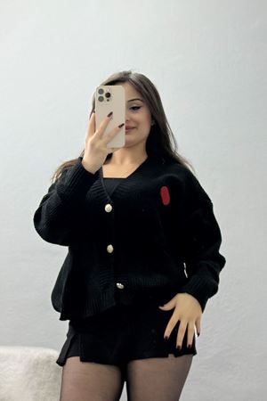 Nakışlı Crop Hırka Siyah - 440.1577.