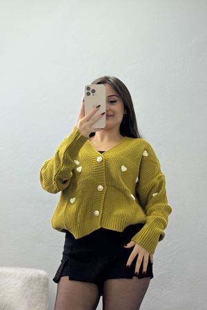 Nakışlı Crop Hırka Yağyeşililatte - 443.1577.