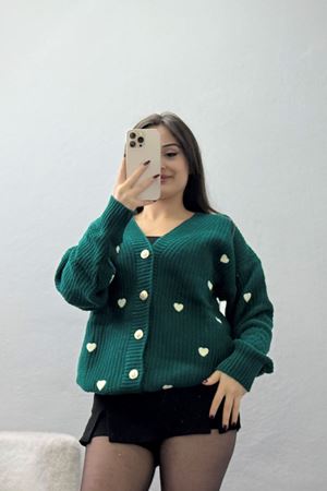 Nakışlı Kalpli Hırka Neftilatte - 444.1577.