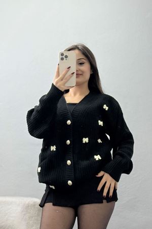 Nakışlı Hırka Siyahlatte - 490.1577.