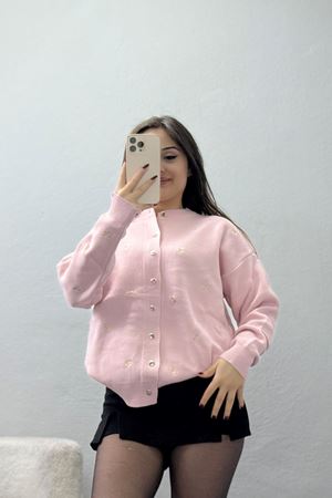 Fiyonk Detaylı Hırka Pembelatte - 3221.1577.