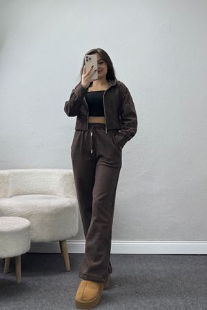 Fermuarlı Kapşonlu Selanik İkili Takım Kahve - 42639.1567.