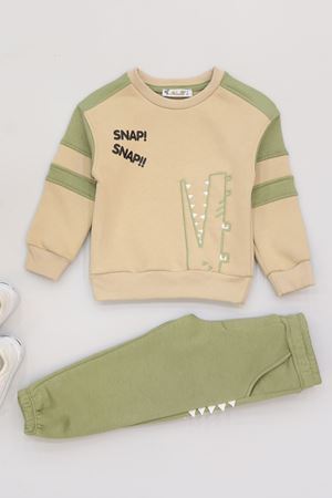 2-5 Yaş Şardonlu Yumoş Kumaş Takım Yeşilbej - 1264041.1576.