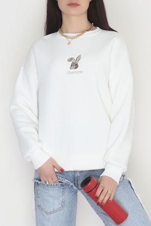 3 İplik Şardonlu Nakışlı Sweat Ekru - 42608.1878.