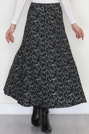 Karin Kumaş Desenli Etek Siyahbeyaz - 20588.1355.