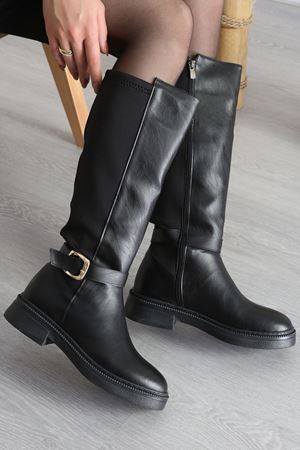 Lastik Toka Detaylı Çizme Siyahderi - 62649.264.