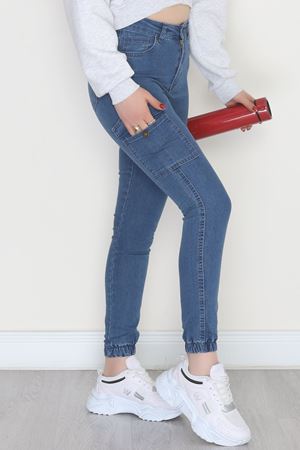 Paçası Lastikli Gabardin Kot Pantolon Mavi - 31597.2112.