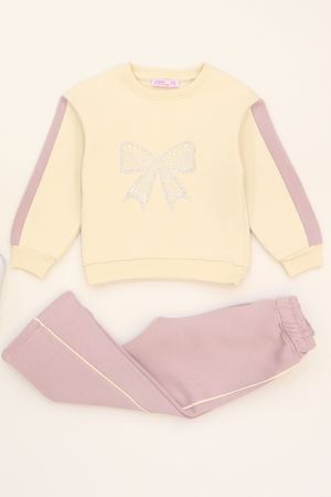 5-12 Yaş 3 İplik Şardonlu Taşlı Takım Açıkpudra - 60330.1867.