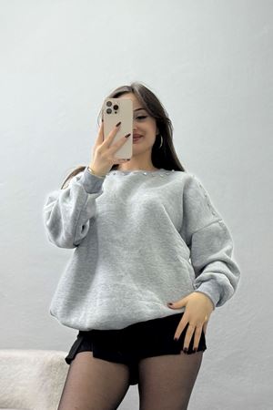 3 İplik Şardonlu Taşı Sweat Gri - 42609.1878.
