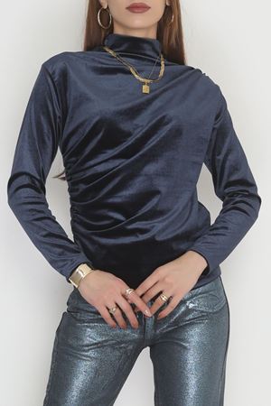 Drape Detaylı Kadife Bluz Antrasit - 42664.1949.