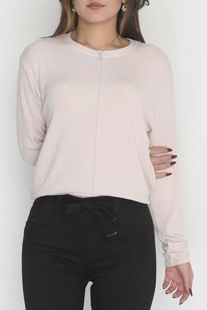 Yün Çilek Büyük Beden Bluz Pudra - 51065.2114.