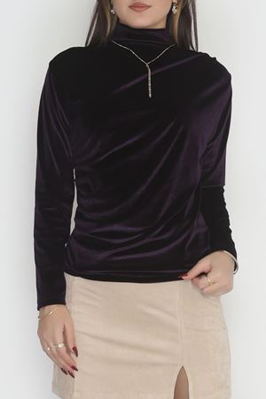 Drape Detaylı Kadife Bluz Mürdüm - 42664.1949.