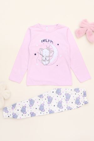 6-14 Yaş Baskılı Çocuk Pijama Takımı Lilafil - 40101.1931.