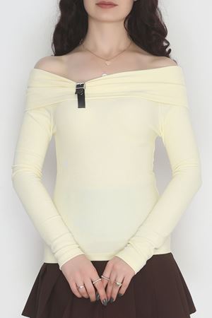 Madonna Yaka Kemer Detaylı Bluz Sarı - 4323.1595.