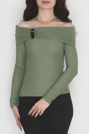 Madonna Yaka Kemer Detaylı Bluz Haki - 4323.1595.