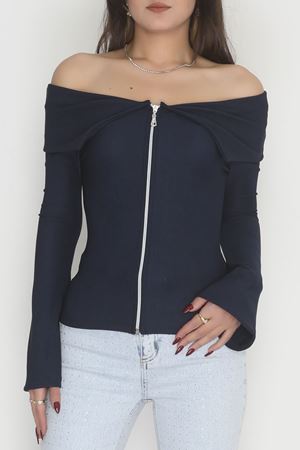 Madonna Yaka Fermuarlı Bluz Laci - 4330.1595.