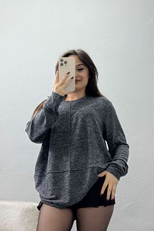 Yün Çilek Büyük Beden Bluz Füme - 51065.2114.