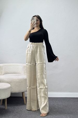 Beli Lastikli Saten Pantolon Bej - 4109.1595.
