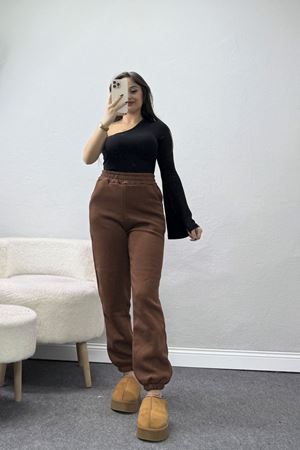 Lastikli 3 İplik Eşofman Altı Kahve1 - 20956.1878.