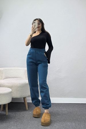 Lastikli 3 İplik Eşofman Altı Turkuaz - 20956.1878.