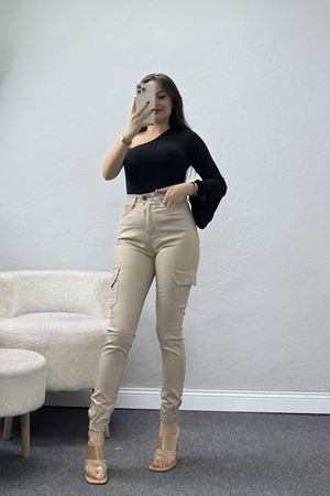 Paçası Lastikli Gabardin Kot Pantolon Taş - 31597.2112.