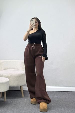 3 İplik Şardonlu Paça Stoperli Eşofman Altı Kahve - 52069.2113.