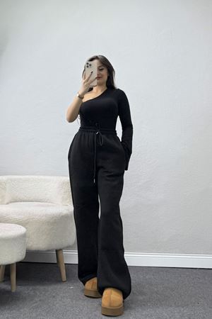 3 İplik Şardonlu Paça Stoperli Eşofman Altı Siyah - 52069.2113.