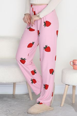 Desenli Süet Pijama Altı Pembeçilek - 103.1287.