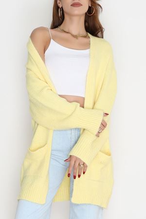 Şardonlu Triko Hırka Sarı - 31054.1766.