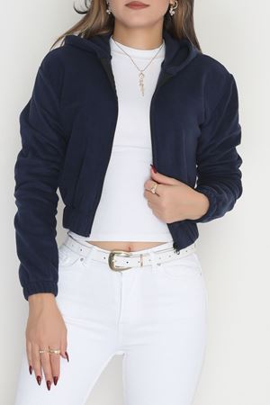 Polar Kapşonlu Crop Ceket Lacivert - 51000.053.