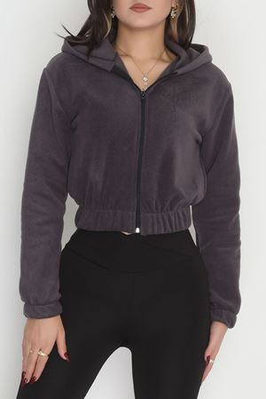 Polar Kapşonlu Crop Ceket Füme - 51000.053.