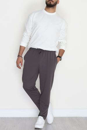 Zra Krep Likralı Bağcıklı Erkek Eşofman Altı Antrasit - 90114.1837.