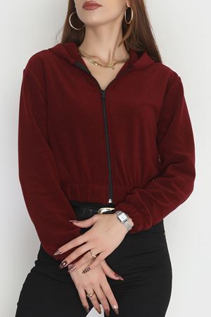 Polar Kapşonlu Crop Ceket  Bordo - 51000.053.