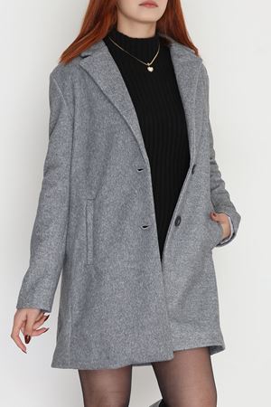 85 Cm Astarlı Kaşe Kaban Gri - 90037.1839.