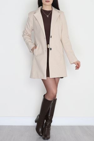 85 Cm Astarlı Kaşe Kaban Bej - 90037.1839.