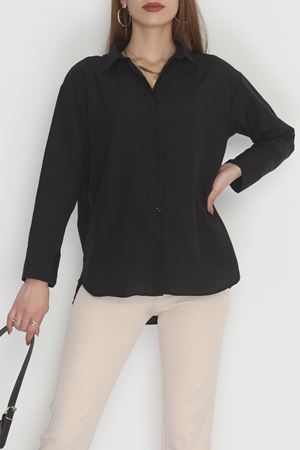 Çift Düğme Manşetli Terikoton Gömlek Siyah - 90157.1949.