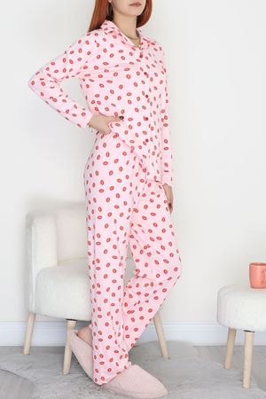 Soft Milan Düğmeli Pijama Takımı Pembedudak - 7511.1287.
