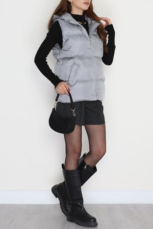 Kapşonlu Şişme Yelek Gri - 19190.1839.