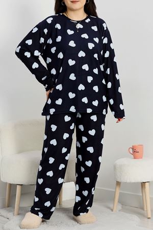 Süet Büyük Beden Alt Üst Aynı Pijama Takımı Lacikalp - 120.1287.