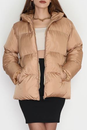 Kapşonlu Şişme Mont Camel - 19191.1839.