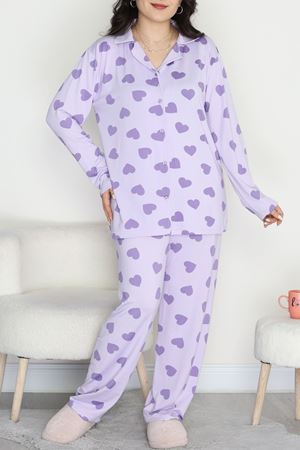 Büyük Beden Soft Milan Düğmeli Pijama Takımı Morkalp - 754.1287.