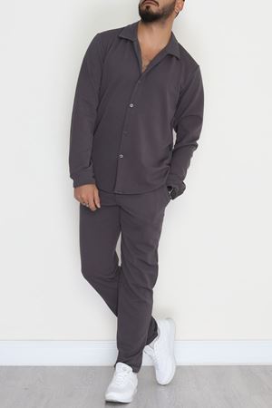 Zra Krep Düğmeli Erkek Takım Antrasit - 42189.1937.