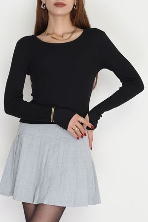 Bisiklet Yaka Parmak Geçmeli Kaşkorse Body Siyah - 70708.1748.