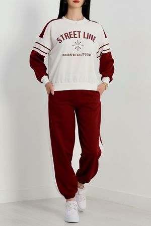 Baskılı 2 İplik Eşofman Takımı Bordo - 50736.1005.