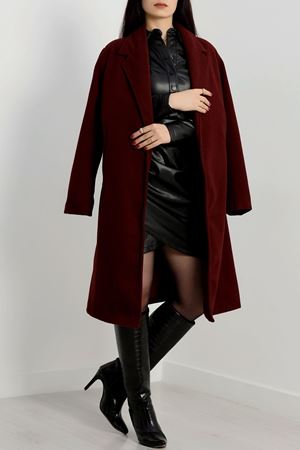 110 Cm Astarlı Kaşe Kaban Bordo - 90038.1839.