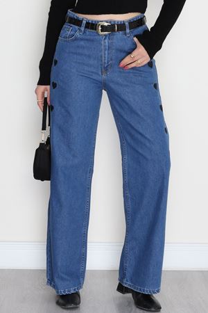 Nakışlı Palazzo Kot Pantolon Mavi - 31324.2001.