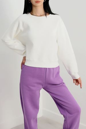 Bisiklet Yaka 3 İplik Sweat Ekru - 20958.1878.