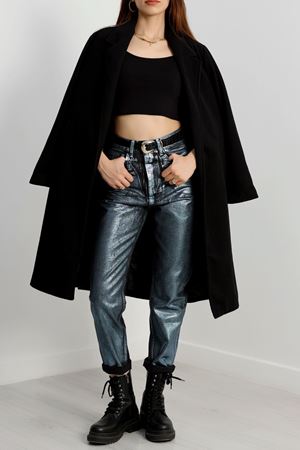 110Cm Astarlı Kaşe Kaban Siyah - 90038.1839.