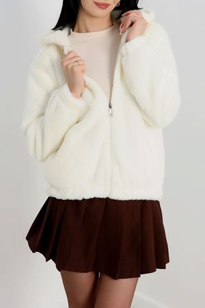 Astarlı Tavşan Tüyü Görünümlü Mont Ekru - 21069.1839.